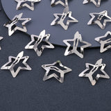 Flyshadow 50PCS Y2K Silver Star Hair Clips for Girls Filigree Star Metal Snap Clip Women Simple BB Hairpins Barrettes Hair Accessories