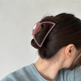 Flyshadow South Korea Retro Grip Hair Accessories - Chocolate Brown Large Hair Clip and Fish-Shaped Barrettes