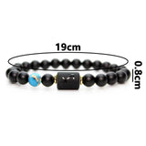 Flyshadow Classic 12 Constellation Beaded Bracelet Couple Natural Black Onyx Stone Elastic Zodiac Bracelet For Women Men Birthday Gift