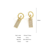 Flyshadow Fashionable Textured Diamond Earrings Exaggerated Metal Square Earrings Heavy Craftsmanship Light Luxury Temperament Earrings