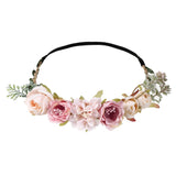 Flyshadow Bohemian Flower Hair Crowns Beach Floral Garland Women Romantic Faux Rose Wedding Hair Wreaths Headband Hair Bands Accessories