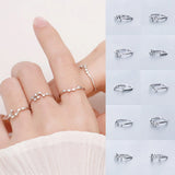 Flyshadow Unique Lines Ring For Women Jewelry Finger Adjustable Open Vintage Ring For Party Simple Ring Fine Jewelry Girl Gift