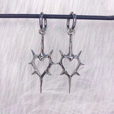 Flyshadow Goth Thorn Heart Earrings Korean Fashion Cross Earrings for Women Punk Charms Earring Grunge Jewelry Hip Hop Vintage Accessories