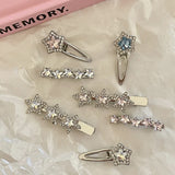 Flyshadow Y2k Shiny Crystal Star Hair Clips Hair Accessories Pentagram Harajuku Girl Hair Pins for Women Girl Sweet Cute Jewelry Hair Bows