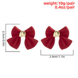 Flyshadow Red Bow Ladies Earing Korean Fashion Exclusive 2024 Wedding Club Party Eardrop For Women Fashion Jewelry Accessories Y2k New