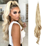 Flyshadow Synthetic Ponytail Hair Extension 32 Inch Flexible Wrap Around Pony tail Lengthened Long Curly Ponytail Women's Daily Use