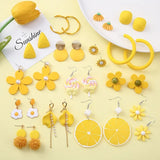 Flyshadow Cute Accessories Female Summer New Joker Earrings Sweet Temperament Earrings Yellow Lemon Fresh Dangle Earrings