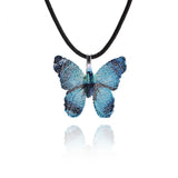 Flyshadow Cute Colorful Butterfly Necklace For Women Girls Natural Real Leaf Cut Butterflies Shape Aesthetic Rope Pendant Necklace Jewelry