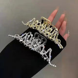 Flyshadow Diamond Wave Line Irregular Hair Clip with Korean Design Sense Cool Temperament Sparkling Diamond Grab Hair Clip Accessories