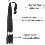 Flyshadow 30'' Braids Ponytail Extensions Long DIY Braided Hairpiece Ponytail for Women Synthetic Heat-resistant Braid Fake Tail Wine Red