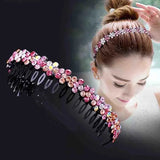 Flyshadow Fashion Rhinestone Pearl Non-Slip Hairbands Elastic Headband Flower Women Hair Hoop Bands Bezel Girls Hair Accessories Headdress