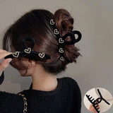 Flyshadow New Winter Flocking Claw Clip Elegant Heart Hair Clips Plastic Heart Ponytail Claw Clip Crab Barrette Hair Accessories for Women