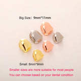 Flyshadow HipHop Classic Single Teeth Grillz Golden Tooth Caps Decor 14K Gold Plated Dental Grills Body Jewelry For Women Men