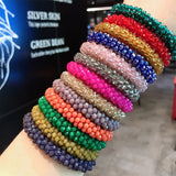 Flyshadow New Glitter Crystal Beads Hair Rope for Women Ponytail Scrunchies Elastic Hair Bands Beaded Rubber Hairband Hair Accessories