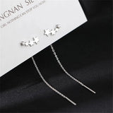 Flyshadow INS Star Long Tassel Ear Wire Trendy Silver Color Crystal Earrings For Women Fashion Women's Jewelry Accessories Gift