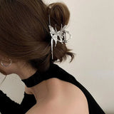 Flyshadow Crossed Metal Butterfly Hair Clip for Women's Summer Haute Couture Hairpin Hairpin Ponytail High Shark Clip