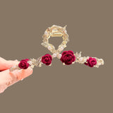 Flyshadow Fashion Rose Hair Claw Women Hairpin Grab Hair Clip Girl Elegant Crab Shark Clip Headdress Luxury Ponytail Claw Clip Accessories