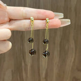 Flyshadow Acrylic Beads Tassel Dangle Earrings for Women Golden Color Long Dangle Earrings Vintage Statement Jewelry