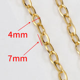 Flyshadow No Fade 2Meters 1Meter Stainless Steel Chain 4mm Oval Curb Cuban Chains for Necklace Jewelry Making DIY Supplies