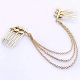 Flyshadow Women Fashion Leaf Chain Tassel Hair Comb Simple Claw Shaped Leaf Insertion Comb Clip Ball Shaped Hair Accessory Hair Clip