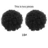 Flyshadow Kids Hair Puff Natural Black Synthetic Mini Afro Puff Drawstring Ponytail for Girls 2PC 4 Inch Kinky Curly Hair Updo Chignon