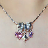 Flyshadow Korea Simple Fashion Love Zircon Star-studded Pendant Necklace Sweet And Cool Design Clavicle Chain Women Party Accessories