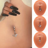 Flyshadow 1PC Silver Color Fake Navel Piercing For Women Minimalist Belly Rings Belly Button Ring Summer Beach Body Piercings Jewelry Gift