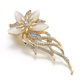 Flyshadow Women Fashion Crystal Flower Brooch Lady Imitation Pearls Rhinestones Bridal Wedding Banquet Pin Gift Jewelry Accessories Gifts