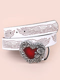 Flyshadow Hip Hop Punk Belt Retro Fashion Personality White Wide Edge Love Casual Versatile Belt Women's Fashion Y2K Couple