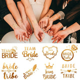 Flyshadow 10Pcs Team Bride Tribe Golden Tattoo Stickers Bachelorette Hen Party Bridesmaid Decor Wedding Bridal Shower Bride To Be Supplies