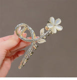 Flyshadow Korean Version Cat's Eye Stone Large Flower Hair Clip Fashionable Elegant Pan Hair Grab Clip Hair Clip Headwear