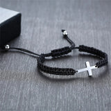 Flyshadow Simplicity Cross Braided Bracelet Women Men Adjustable Yoga Healing Prayer Bangle Couple Lucky Bracelets Jewelry Christmas Gift