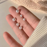 Flyshadow Elegant Imiation Pearl Stud Earrings for Women 3pairs/set Trendy White Simple Small Earrings Girls Daily Jewelry