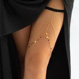 Flyshadow Summer Sexy Body Chain Jewelry Unique Design Elastic Leg Bracelet Geometric Simple Sequin Tassel Women Festival Clothing