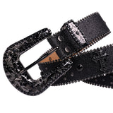 Flyshadow Man-made Diamond Belt, ladies fashion Western Cowboy Rhinestone belt design leather belt inlay man-made diamond belt jeans