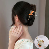 Flyshadow Fashion grace Crystal persimmon Hair Clip Sweet shark clip Barrette Headdress For Women Girl Hair Accessories Ponytail Claw Clip