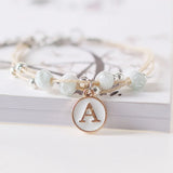 Flyshadow Simple Ceramic Beaded Letter Bracelet Women Girls Handmade Adjustable A-Z Initials Charms Braided Bracelets Friend Birthday Gift