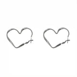 Flyshadow Fashion Heart Earrings Silver Color Punk Jewelry For Cool Women Girl Friendship Gifts Accessories pendiente hombre