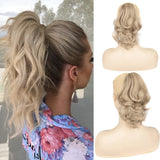 Flyshadow Synthetic Short Claw Ponytail Hair Extension 10'' Curly Clip in Fake Tail Hairpiece for Women Natural Wavy Horse Tail False Hair