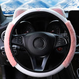 Flyshadow Cute Cartoon Plush Kitten Warm Car without Inner Ring Steering Wheel Cover Car Accessories Suitable for 14.5-15INCH