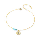 Flyshadow INS fine jewelry 14k 18K Gold Plated Bohemia beach Turquoise Beaded Ankle Devil's Eye Anklets for Women