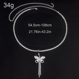 Flyshadow Shiny Rhinestone Butterfly Tassel Waist Chain Sexy Beach Navel Belly Piercing Body Chain Jewelry Accessories for Women