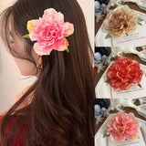 Flyshadow 1PC Peony Flower Hairpin Sweet Headdress Hair Accessories For Bridal Bridesmaid Wedding Party Simulated Flower Hairclip Ornament