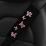 Flyshadow 1 Glitter Pink Butterfly Blingling Fabric Automotive Supplies Seat Belt Shoulder Cover Comfortable Anti-tightening Safety Belt