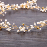 Flyshadow 50/100/150cm Fashion Handmade Crystal Pearl  Wire Vines Hairband Wedding Hair Jewelry for Brides Wedding Hair Accessories