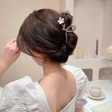 Flyshadow Korean Version Cat's Eye Stone Large Flower Hair Clip Fashionable Elegant Pan Hair Grab Clip Hair Clip Headwear