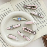 Flyshadow Girls Y2k Hairpins Sweet Rhinestone Pearl Love Side Bangs Hair Clip Female Ladies Barrettes Duckbill Clip Women Hair Accessories