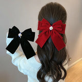 Flyshadow Fashion Big Solid Color Velvet Hair Bows Hairpins Women Elegant Barrette Girls Bowknot Ponytail Headwear Hair Accessories