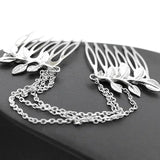 Flyshadow Women Fashion Leaf Chain Tassel Hair Comb Simple Claw Shaped Leaf Insertion Comb Clip Ball Shaped Hair Accessory Hair Clip