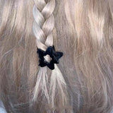 Flyshadow Y2K Black Star Clamping Clip Fashion Sweet Black Hollow Pentagram Flower Spicy Girl Punk Shark Hair Claw Hair Pins Barrettes